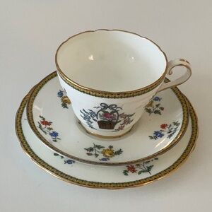 Aynsley China Flower Basket pattern, bread/butter plate, teacup/saucer